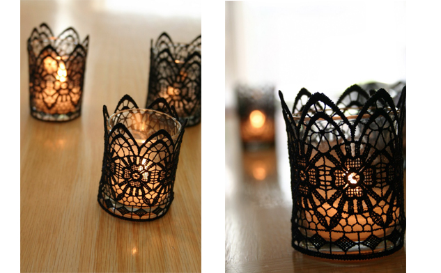 diy candle holders lace